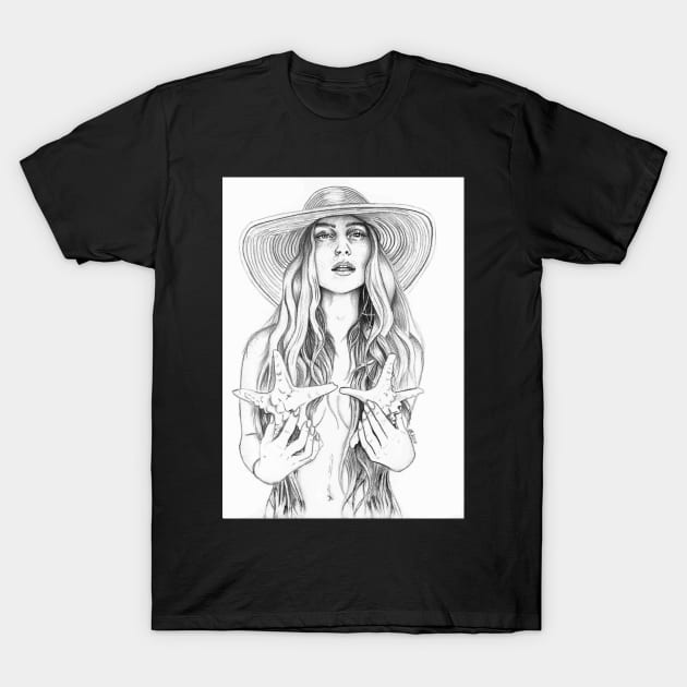 Perrie Edwards Starfish Drawing T-Shirt by lureason